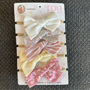NEW! Roo made with love 5 piece headbands pink yellow white stripes floral